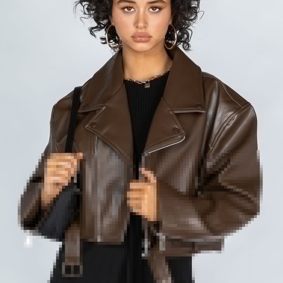 Lioness Brown Leather Jacket - Picture 4 of 7